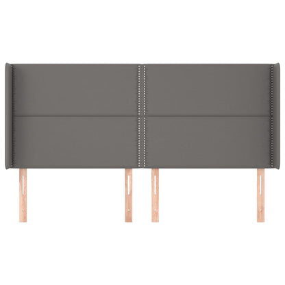 vidaXL Kopfteil mit Ohren Grau 203x16x118/128 cm Kunstleder