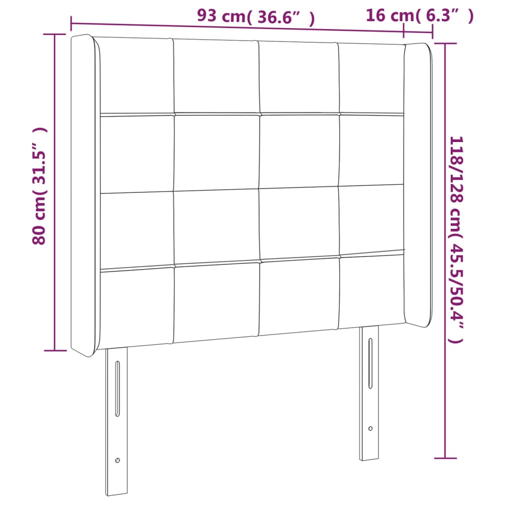 vidaXL Kopfteil mit Ohren Hellgrau 93x16x118/128 cm Stoff