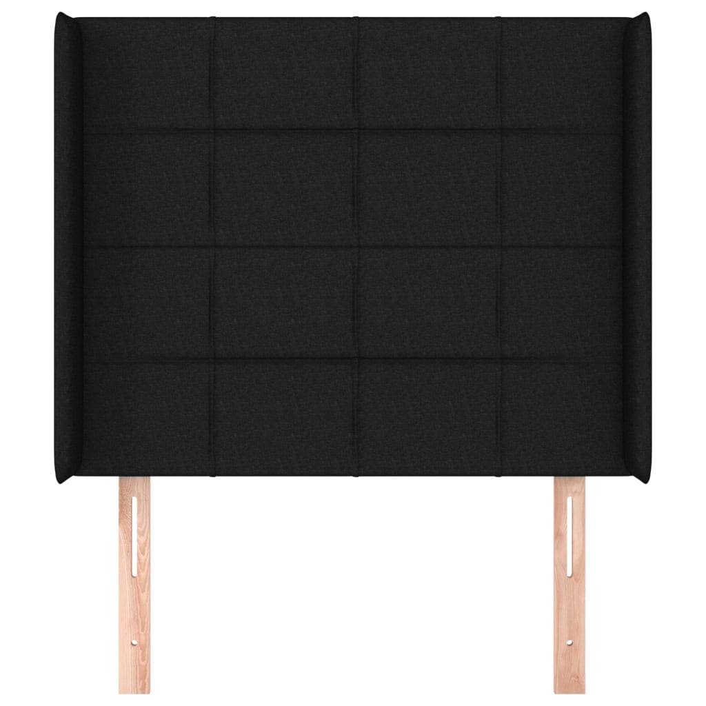 vidaXL Kopfteil mit Ohren Schwarz 93x16x118/128 cm Stoff
