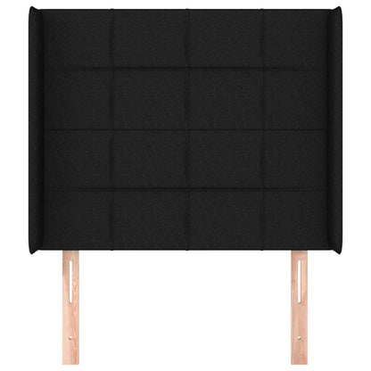 vidaXL Kopfteil mit Ohren Schwarz 93x16x118/128 cm Stoff