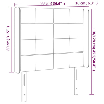 vidaXL Kopfteil mit Ohren Schwarz 93x16x118/128 cm Stoff