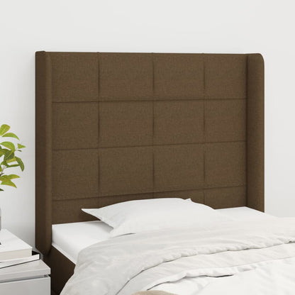 vidaXL Kopfteil mit Ohren Dunkelbraun 93x16x118/128 cm Stoff