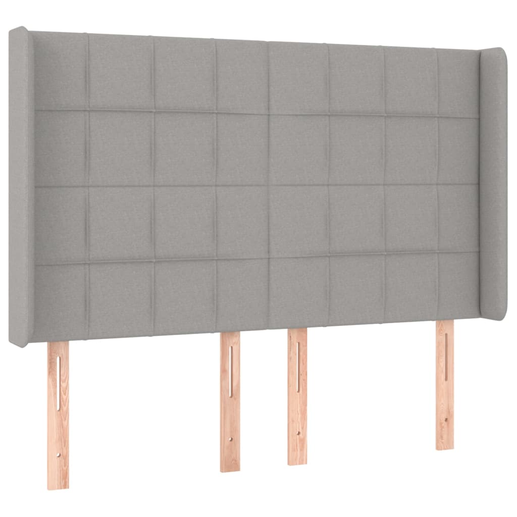 vidaXL Kopfteil mit Ohren Hellgrau 147x16x118/128 cm Stoff