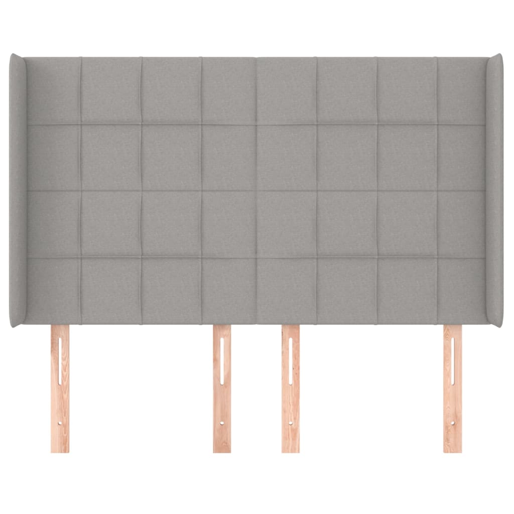 vidaXL Kopfteil mit Ohren Hellgrau 147x16x118/128 cm Stoff