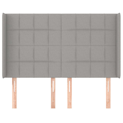vidaXL Kopfteil mit Ohren Hellgrau 147x16x118/128 cm Stoff