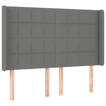 vidaXL Kopfteil mit Ohren Dunkelgrau 147x16x118/128 cm Stoff