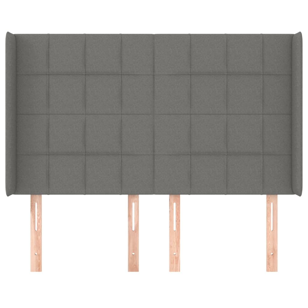 vidaXL Kopfteil mit Ohren Dunkelgrau 147x16x118/128 cm Stoff