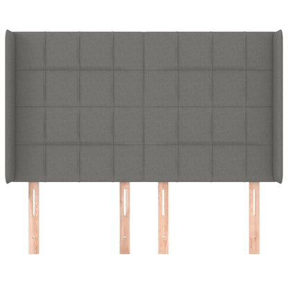 vidaXL Kopfteil mit Ohren Dunkelgrau 147x16x118/128 cm Stoff
