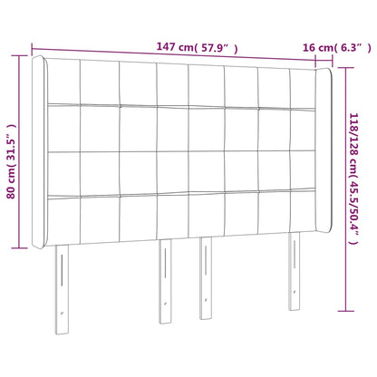 vidaXL Kopfteil mit Ohren Dunkelgrau 147x16x118/128 cm Stoff