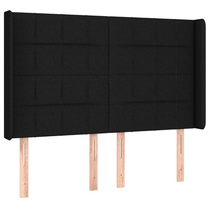 vidaXL Kopfteil mit Ohren Schwarz 147x16x118/128 cm Stoff