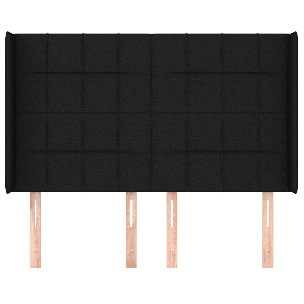 vidaXL Kopfteil mit Ohren Schwarz 147x16x118/128 cm Stoff