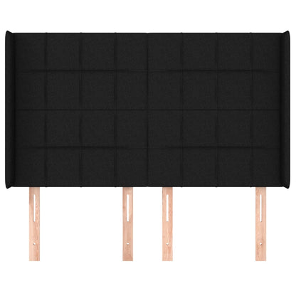 vidaXL Kopfteil mit Ohren Schwarz 147x16x118/128 cm Stoff