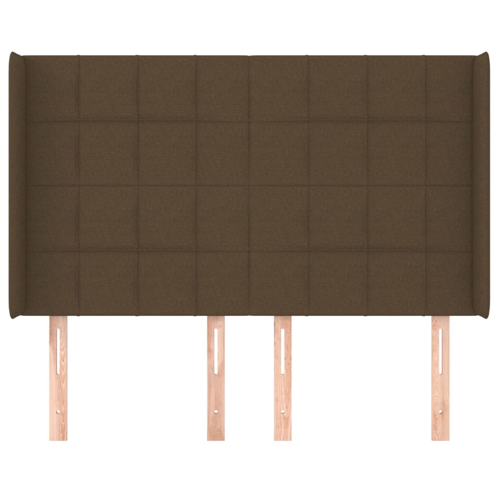vidaXL Kopfteil mit Ohren Dunkelbraun 147x16x118/128 cm Stoff