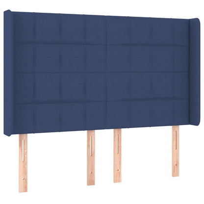 vidaXL Kopfteil mit Ohren Blau 147x16x118/128 cm Stoff