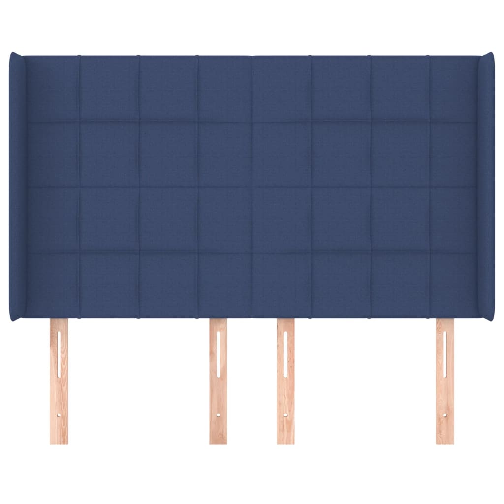 vidaXL Kopfteil mit Ohren Blau 147x16x118/128 cm Stoff