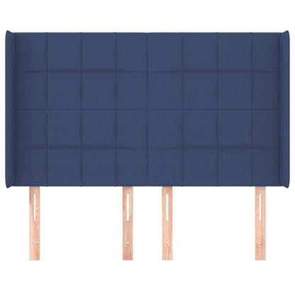 vidaXL Kopfteil mit Ohren Blau 147x16x118/128 cm Stoff