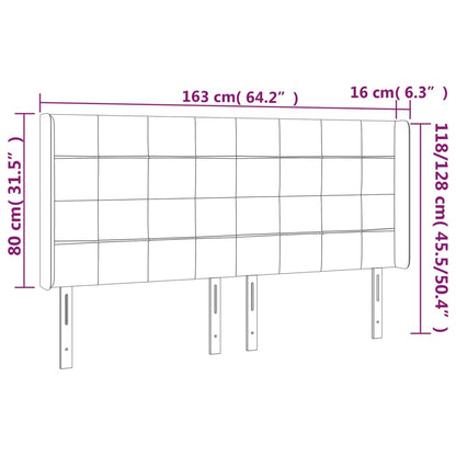 vidaXL Kopfteil mit Ohren Hellgrau 163x16x118/128 cm Stoff