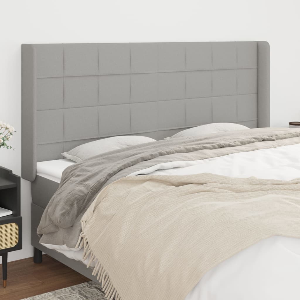 vidaXL Kopfteil mit Ohren Hellgrau 163x16x118/128 cm Stoff
