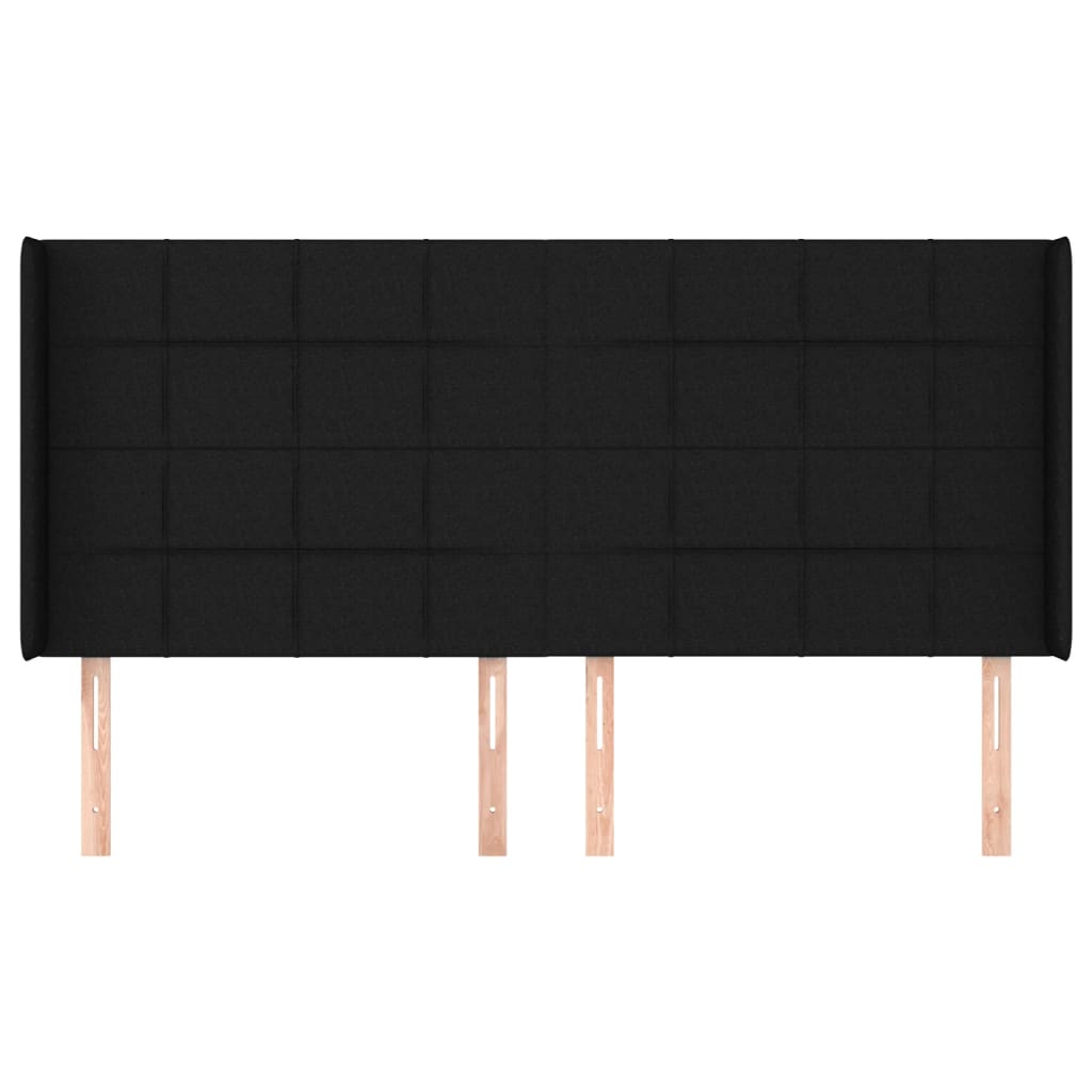 vidaXL Kopfteil mit Ohren Schwarz 163x16x118/128 cm Stoff