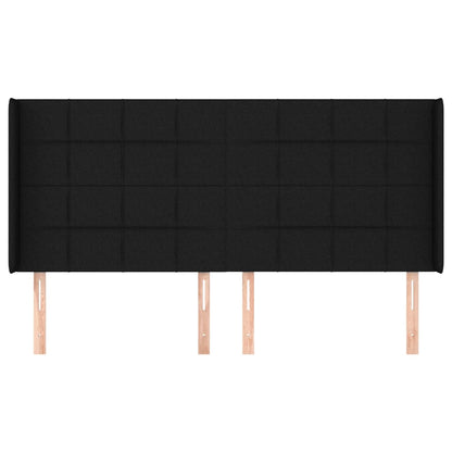vidaXL Kopfteil mit Ohren Schwarz 163x16x118/128 cm Stoff