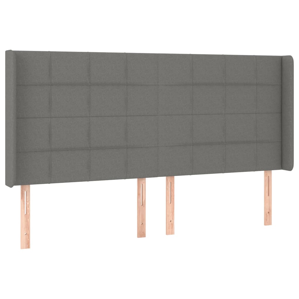 vidaXL Kopfteil mit Ohren Dunkelgrau 183x16x118/128 cm Stoff