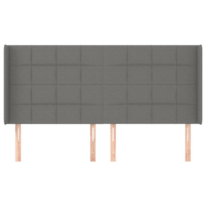 vidaXL Kopfteil mit Ohren Dunkelgrau 183x16x118/128 cm Stoff