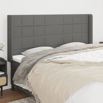 vidaXL Kopfteil mit Ohren Dunkelgrau 183x16x118/128 cm Stoff