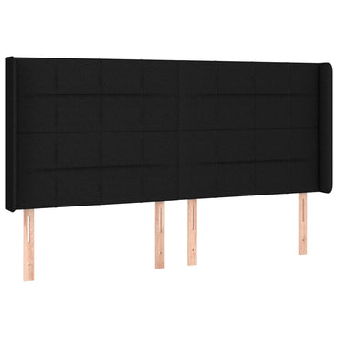 vidaXL Kopfteil mit Ohren Schwarz 183x16x118/128 cm Stoff