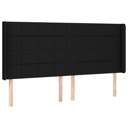 vidaXL Kopfteil mit Ohren Schwarz 183x16x118/128 cm Stoff