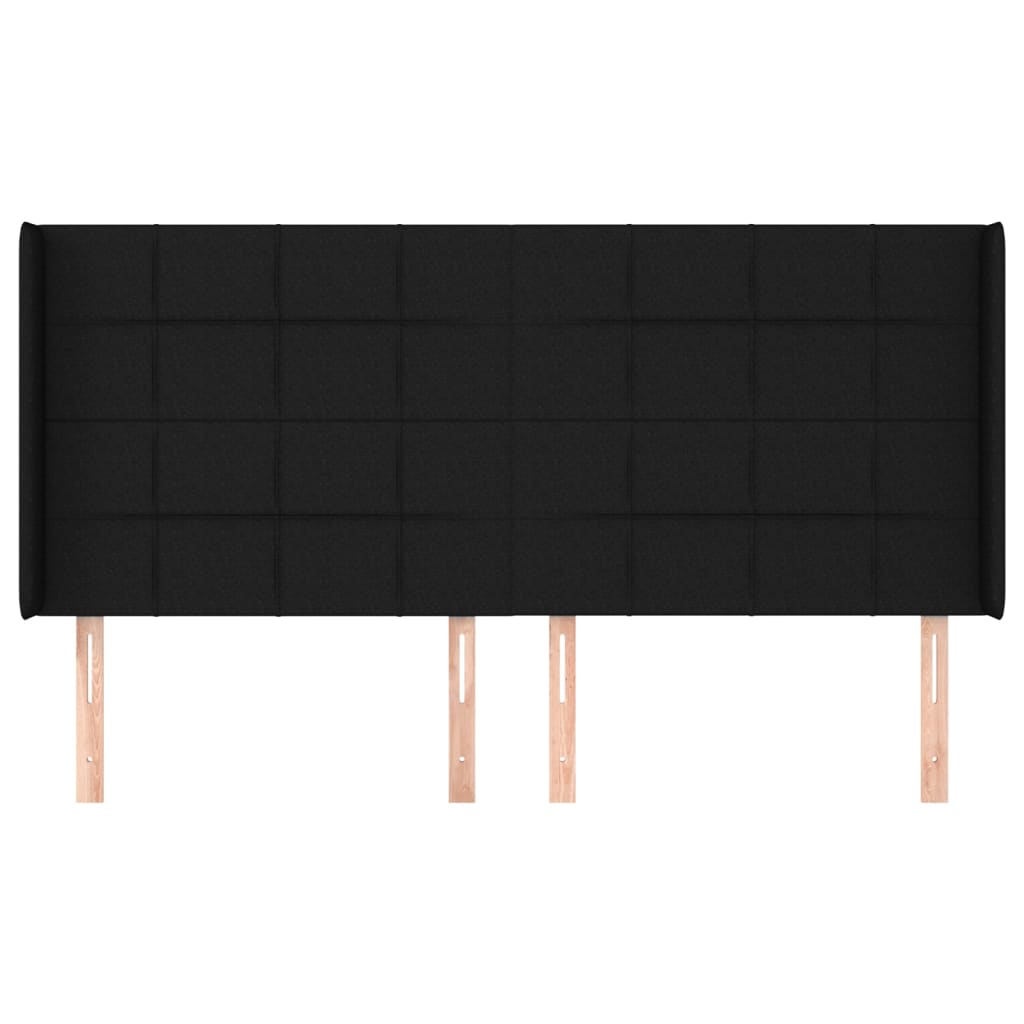 vidaXL Kopfteil mit Ohren Schwarz 183x16x118/128 cm Stoff
