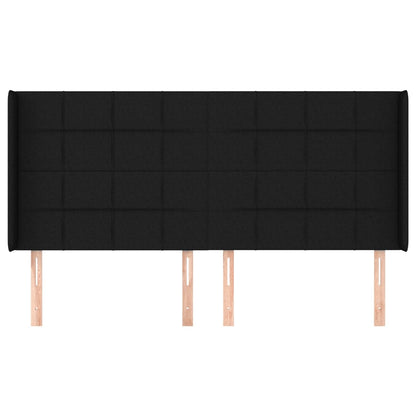 vidaXL Kopfteil mit Ohren Schwarz 183x16x118/128 cm Stoff