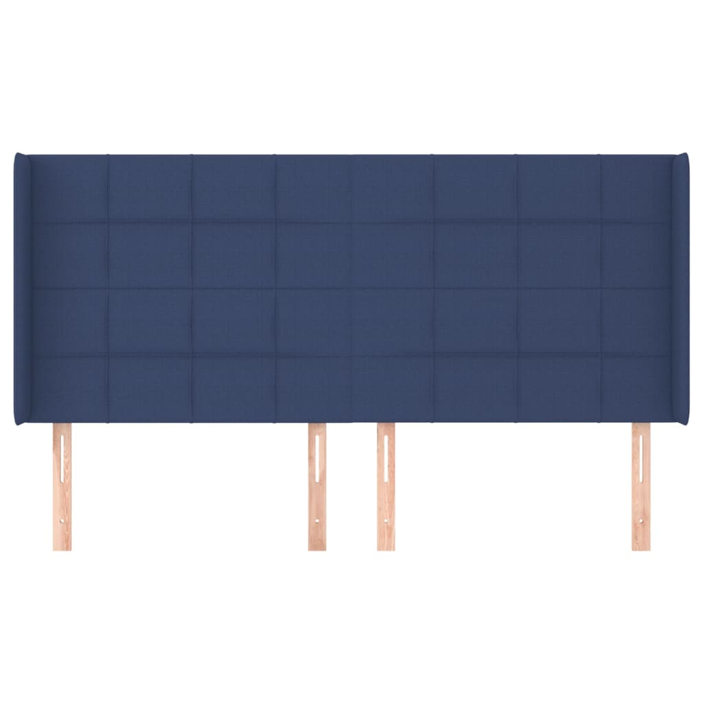 vidaXL Kopfteil mit Ohren Blau 183x16x118/128 cm Stoff