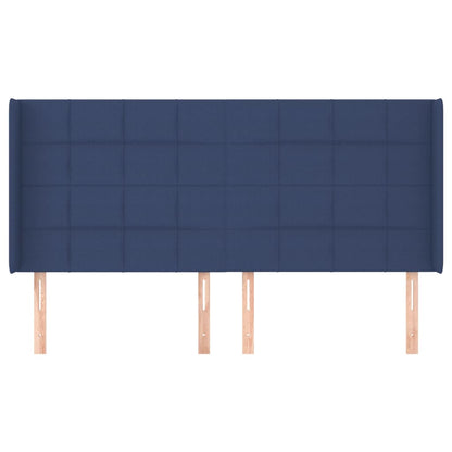 vidaXL Kopfteil mit Ohren Blau 183x16x118/128 cm Stoff