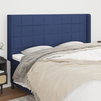 vidaXL Kopfteil mit Ohren Blau 183x16x118/128 cm Stoff