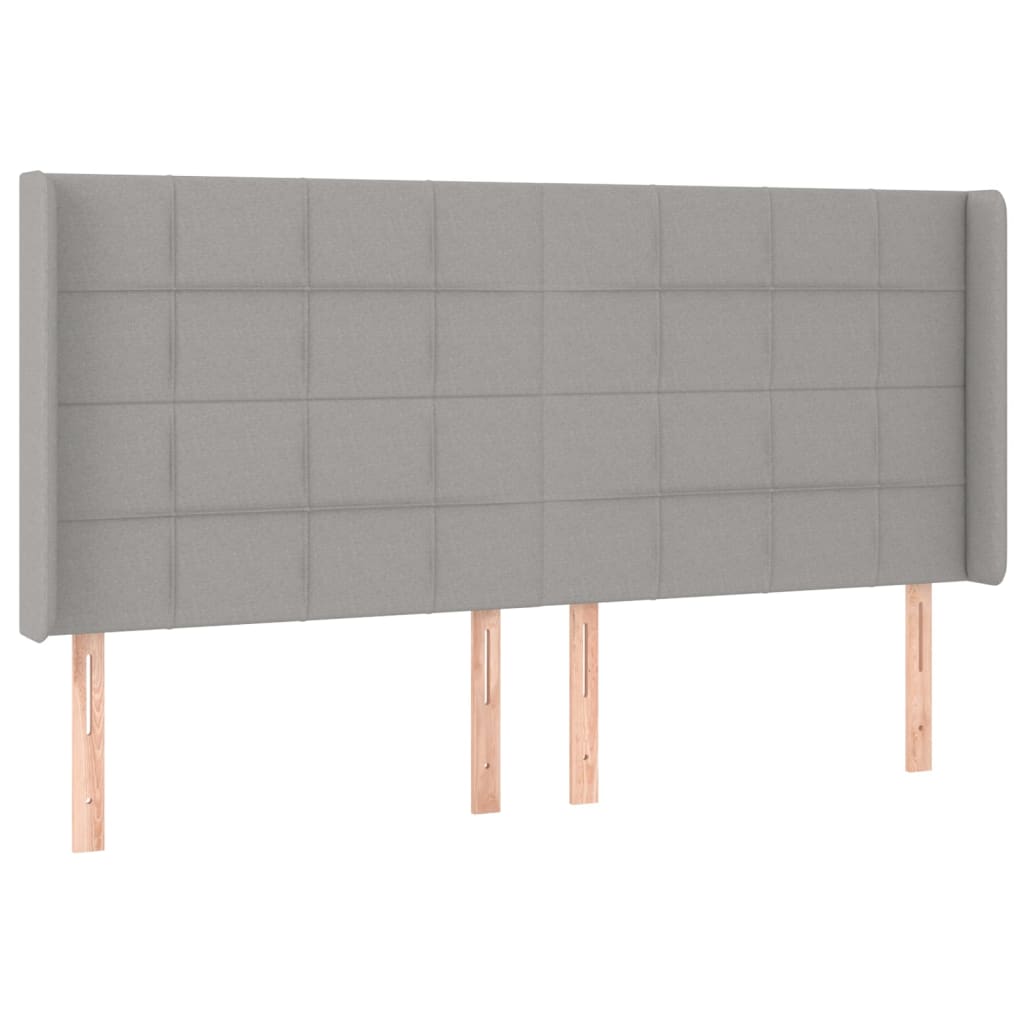 vidaXL Kopfteil mit Ohren Hellgrau 203x16x118/128 cm Stoff