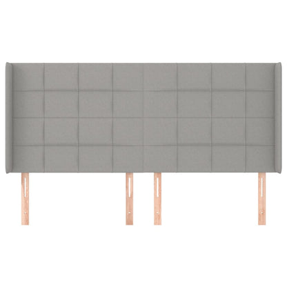 vidaXL Kopfteil mit Ohren Hellgrau 203x16x118/128 cm Stoff
