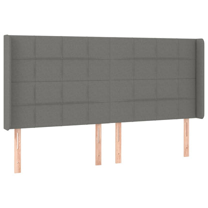 vidaXL Kopfteil mit Ohren Dunkelgrau 203x16x118/128 cm Stoff