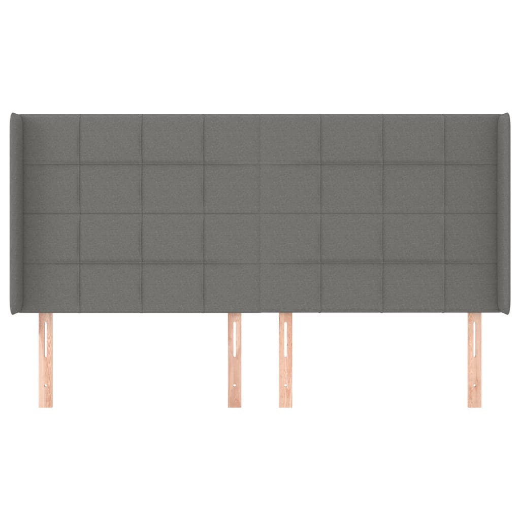vidaXL Kopfteil mit Ohren Dunkelgrau 203x16x118/128 cm Stoff