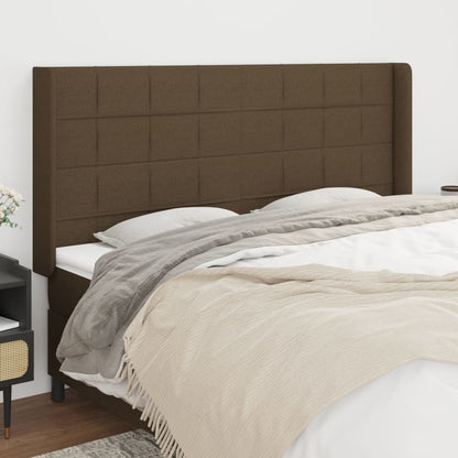 vidaXL Kopfteil mit Ohren Dunkelbraun 203x16x118/128 cm Stoff