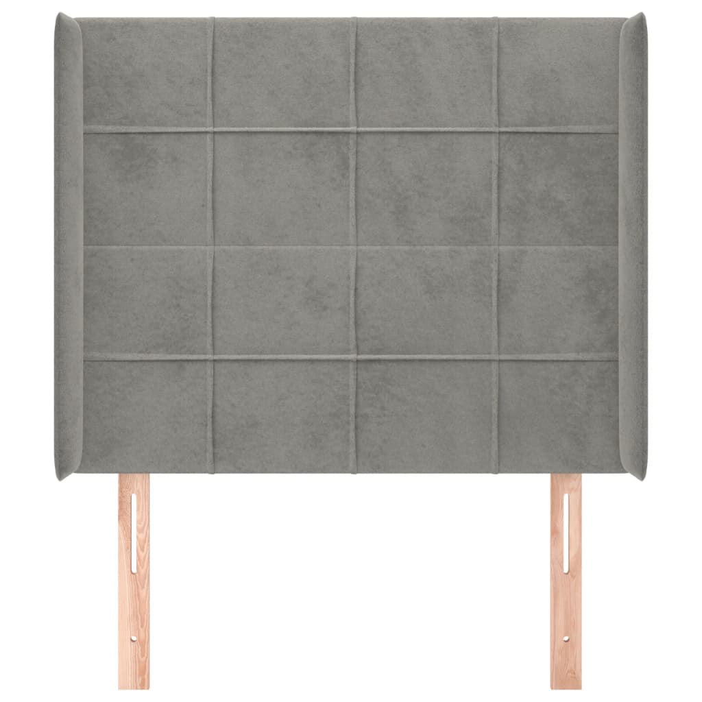 vidaXL Kopfteil mit Ohren Hellgrau 83x16x118/128 cm Samt