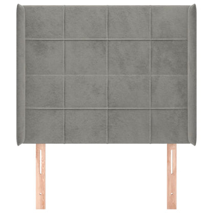 vidaXL Kopfteil mit Ohren Hellgrau 83x16x118/128 cm Samt