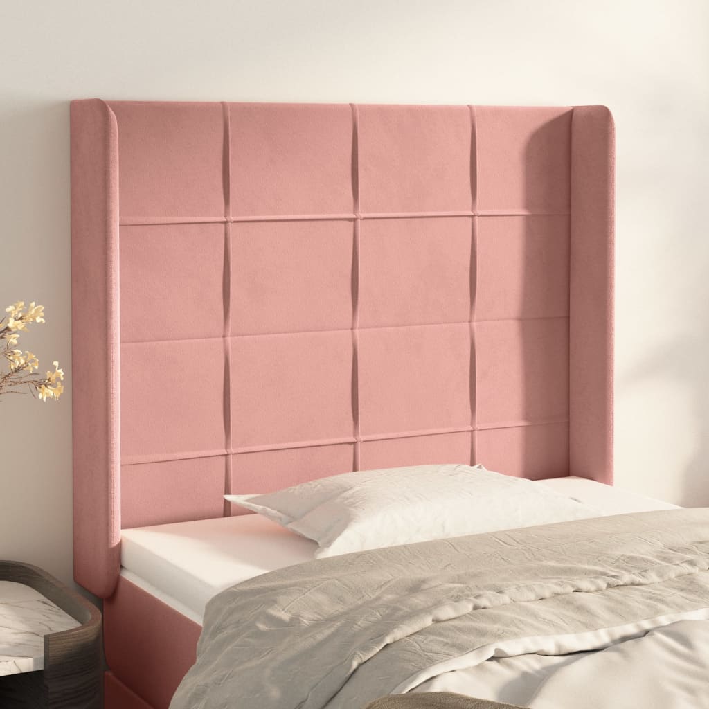 vidaXL Kopfteil mit Ohren Rosa 83x16x118/128 cm Samt