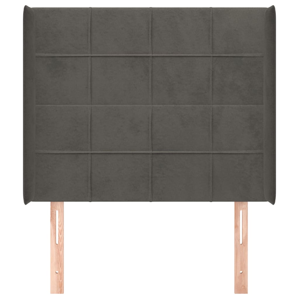 vidaXL Kopfteil mit Ohren Dunkelgrau 93x16x118/128 cm Samt