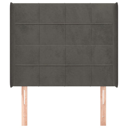 vidaXL Kopfteil mit Ohren Dunkelgrau 93x16x118/128 cm Samt