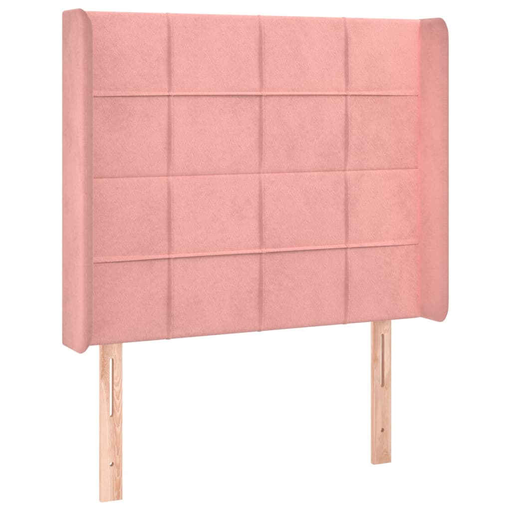 vidaXL Kopfteil mit Ohren Rosa 93x16x118/128 cm Samt