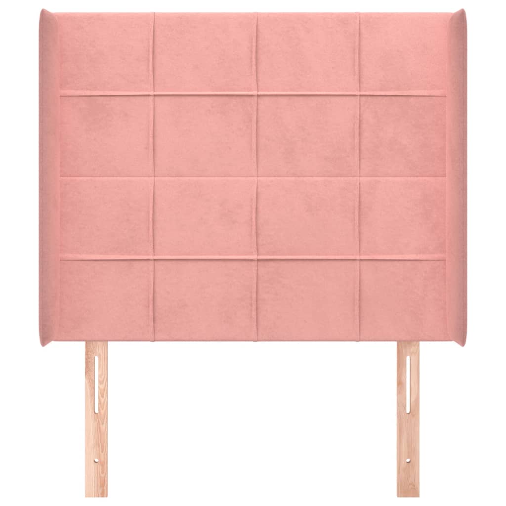 vidaXL Kopfteil mit Ohren Rosa 93x16x118/128 cm Samt