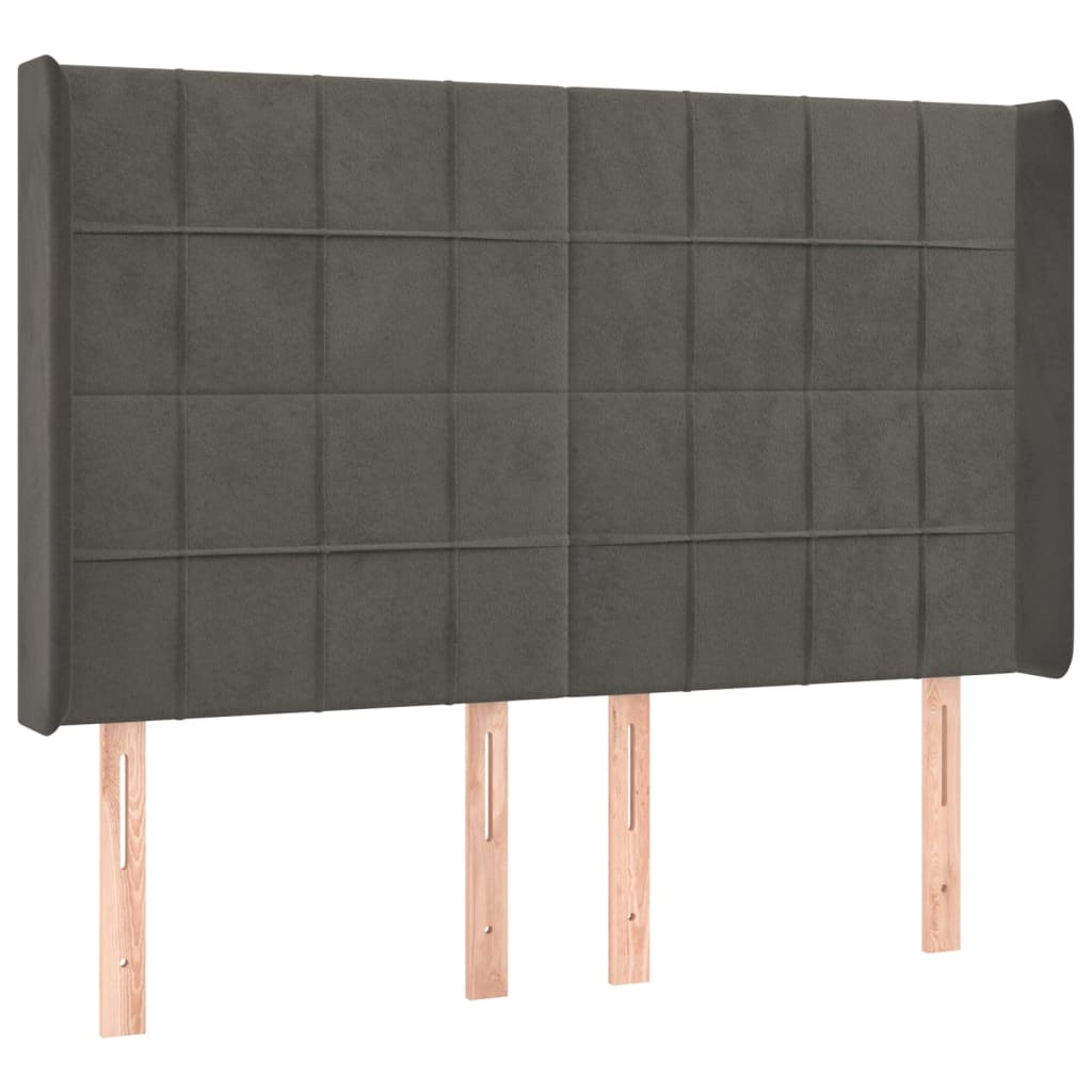 vidaXL Kopfteil mit Ohren Dunkelgrau 147x16x118/128 cm Samt