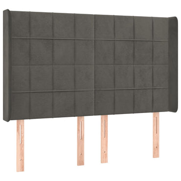 vidaXL Kopfteil mit Ohren Dunkelgrau 147x16x118/128 cm Samt