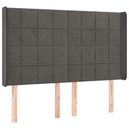 vidaXL Kopfteil mit Ohren Dunkelgrau 147x16x118/128 cm Samt