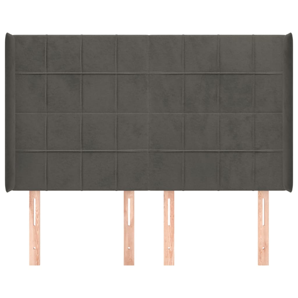 vidaXL Kopfteil mit Ohren Dunkelgrau 147x16x118/128 cm Samt
